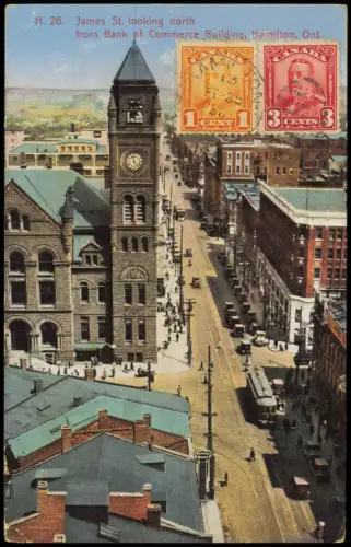 Postcard Hamilton Ontario James St. looking north 1930  Kanada Canada