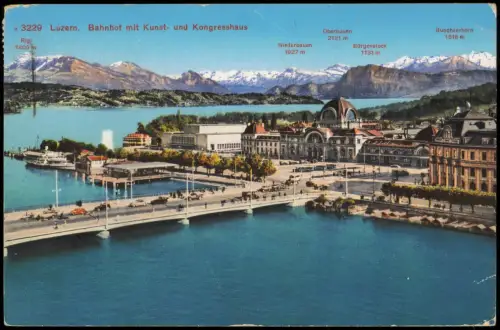 Ansichtskarte Luzern Lucerna Stadt Bahnhof 1939  gel. Stempel Schützenfest
