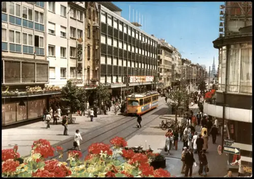 Ansichtskarte Karlsruhe Kaiserstraße Fußgängerzone Straßenbahn 1981