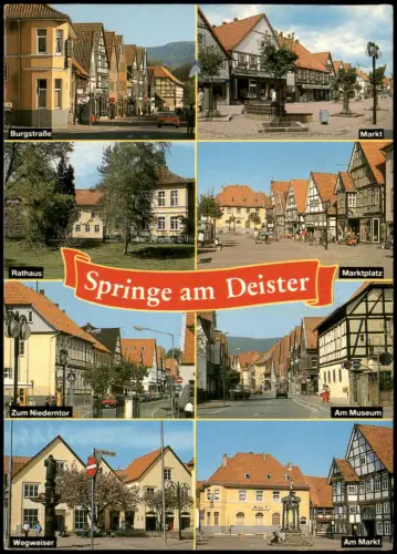 Ansichtskarte Springe MB: Burgstraße Markt Wegweiser 1989