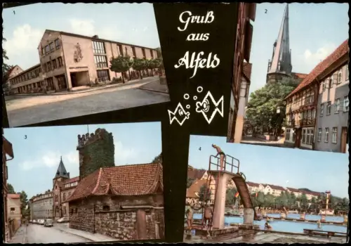Alfeld (Leine) Berufsschule, Kirche, Landratsamt, Schwimmbad 1962