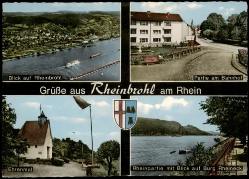 Ansichtskarte Rheinbrohl Partie am Bahnhof Ehrenmal 4 Bild 1967
