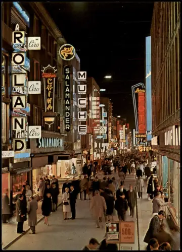 Ansichtskarte Köln Hohestraße bei Nacht, Werbung 1972