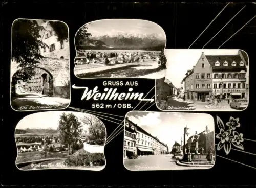 Weilheim (Oberbayern) Stadtmauer Schmidstraße Marienplatz uvm 1965