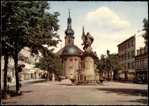 Ansichtskarte Rastatt Partie am Marktplatz mit Denkmal 1962