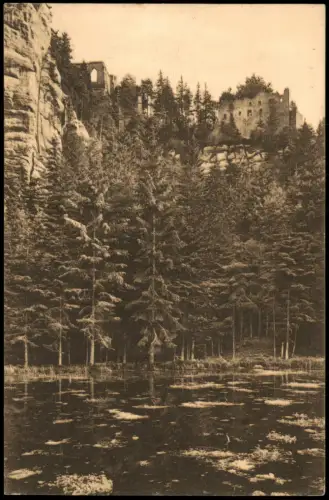 Ansichtskarte Oybin Blick vom Hausgrund  Ruine 1911   gel  Stempel NEUGERSDORF