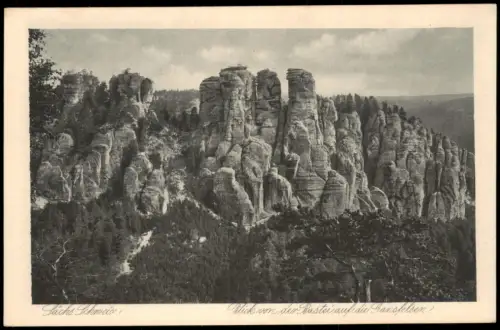 Rathen Blick von der Bastei auf die Gansfelsen (sächsische Schweiz) 1933