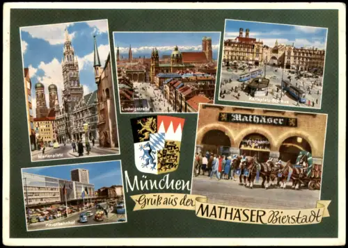 Ansichtskarte München Mehrbildkarte Gruß aus der MATHäSER Bierstadt 1965