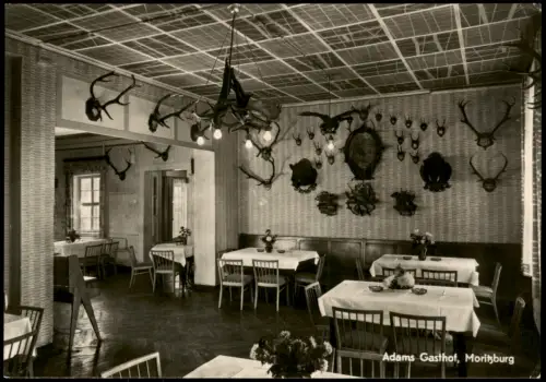 Ansichtskarte Auer-Moritzburg Adams Gasthof Innenansicht zur DDR-Zeit 1966