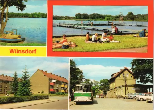 Ansichtskarte Wünsdorf-Zossen Wünsdorfer See, BadeStrand, AWG, Bahnhof 1981