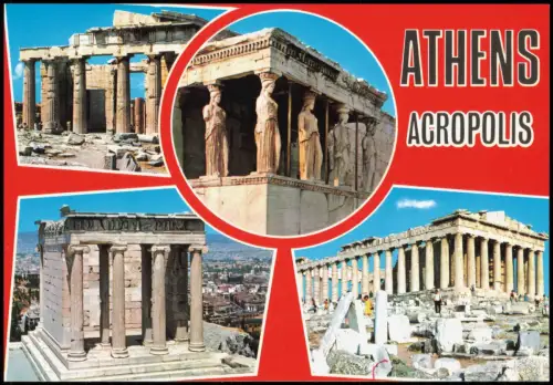 Postcard Athen Αθήνα Akropolis Adropoli Mehrbild Greece 1995