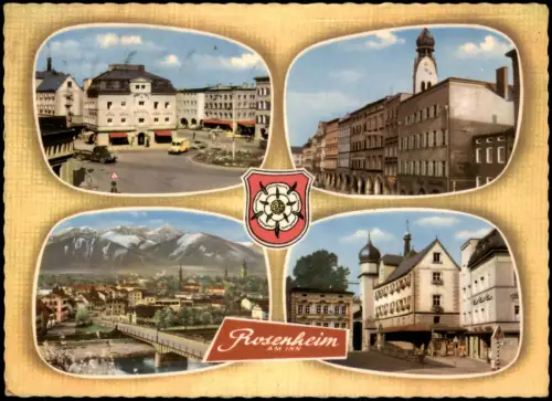 Ansichtskarte Rosenheim 4 Bild Markt Straße Totale 1968