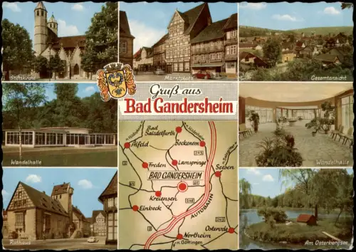 Ansichtskarte Bad Gandersheim Mehrbildkarte mit Landkarte 1967