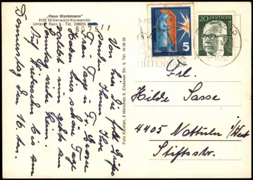 Ansichtskarte Mittenwald Haus Stankmann 1971