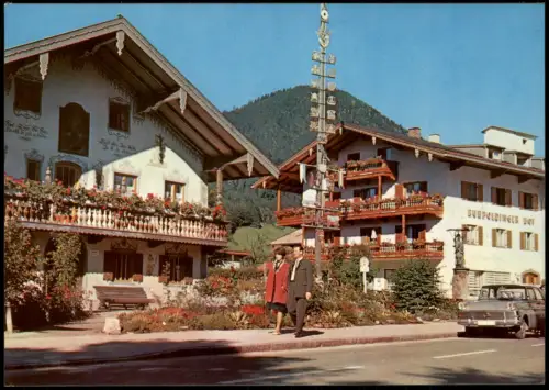 Ansichtskarte Ruhpolding Dorfplatz u. Maibaum 1978