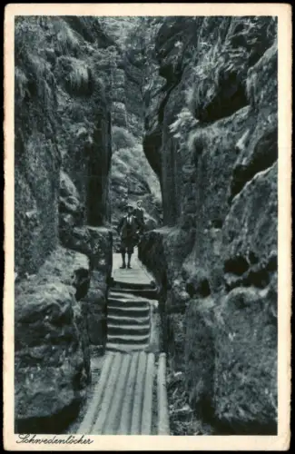 Ansichtskarte Rathen Schwedenlöcher Sächsische Schweiz 1928