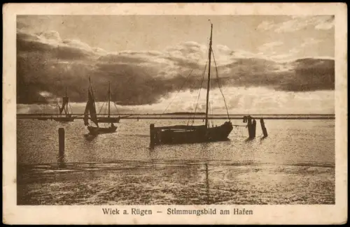 Wiek (Rügen) Panorama-Ansicht Rügen Stimmungsbild am Hafen 1925