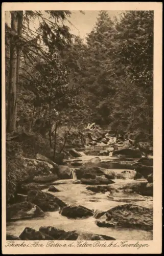 Schierke Partie a. d. Kalten Bode bei den Kuranlagen, Wasserfall 1929