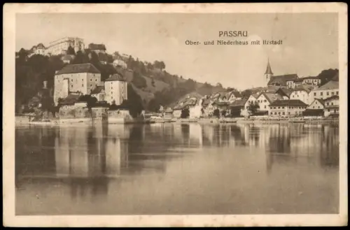 Ansichtskarte Passau Stadtteilansicht, Ober- und Niederhaus mit llzstadt 1939