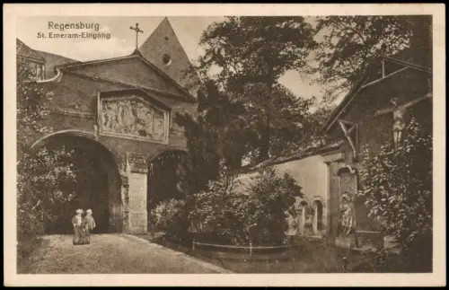 Ansichtskarte Regensburg St. Emeram-Eingang 1923