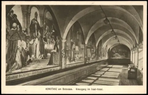 Ansichtskarte Konstanz Kreuzgang im Insel-Hotel, Wandgemälde 1920