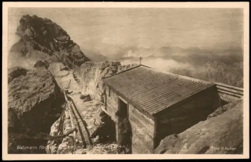 Berchtesgaden Watzmann, Hocheck (2654 m) mit Mittelspitze (2714 m) 1931