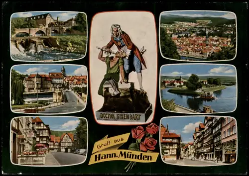 Hann. Münden Mehrbildkarte mit Ortsansichten u. Doctor Eisenbart 1964