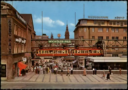 Ansichtskarte Elberfeld-Wuppertal Döppersberg Partie mit Schwebebahn 1964