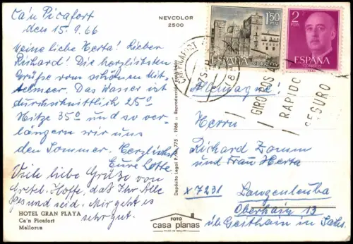 Mallorca Mallorca (Allgemein) Ca'n Picafort HOTEL GRAN PLAYA 1966