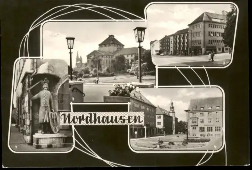 Nordhausen DDR Mehrbildkarte mit Gebäude- u. Straßen-Ansichten 1965