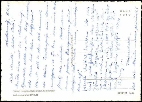 Ansichtskarte Lommatzsch Ortsansicht zur DDR-Zeit 1964