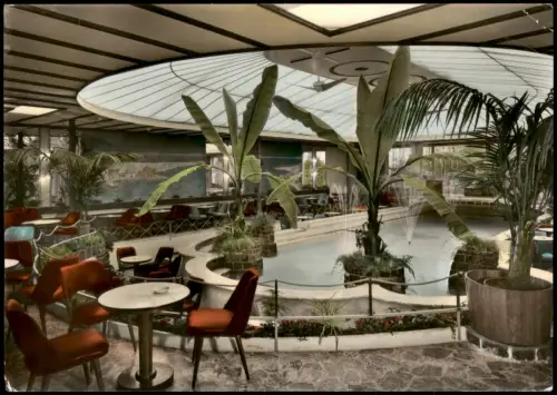 Ansichtskarte Wangen Allgäu Tanzhalle Fontane im Cafe Hölle 1968