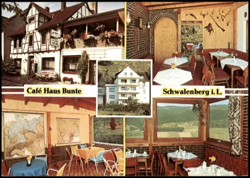 Schieder-Schwalenberg CAFÉ Haus Bunte PRIVATPENSION (Reklame-Karte) 1970