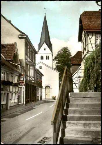 Ansichtskarte Wiehl Partie in der Hauptstraße, Geschäft, Kirche 1972
