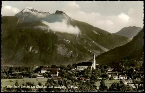 Ansichtskarte Bernau am Chiemsee Ortsansicht mit den Bergen im Umland 1960