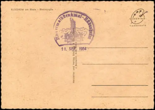 Ansichtskarte Rüdesheim (Rhein) Panorama-Ansicht Rhein und Rheinstrasse 1964