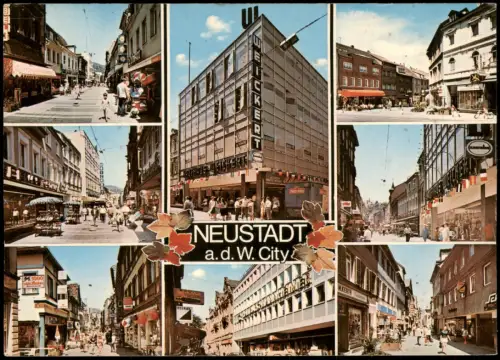 Neustadt an der Weinstraße Mehrbildkarte Straßen Geschäfte City-Bereich 1973