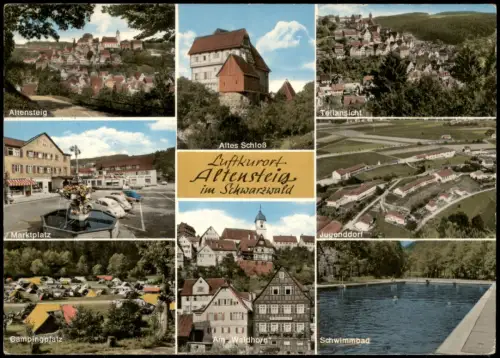 Ansichtskarte Altensteig Mehrbild Markt VW Käfer Luftbild Schloß 1970