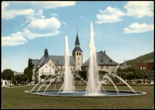 Ansichtskarte Bad Hönningen Park Springbrunnen Kirche 1974