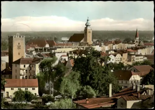 Ansichtskarte Mühldorf am Inn Blick über die Stadt - Colorfotokarte 1968