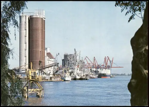Ansichtskarte Brake (Unterweser) Hafen Kräne und Silo 1980
