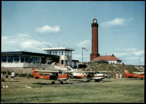 Ansichtskarte Norderney Flugplatz Flugzeuge am Leuchtturm 1978