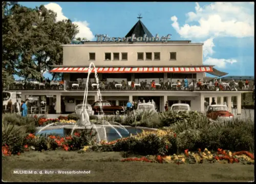 Ansichtskarte Mülheim an der Ruhr Wasserbahnhof, Autos 1968