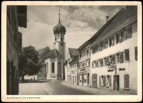 Ansichtskarte Allensbach Straßenpartie Gasthaus Kirche 1950