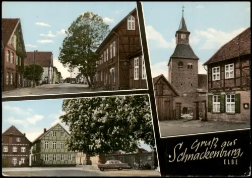 Ansichtskarte Schnackenburg 3 Bild Straßen und Kirche 1965