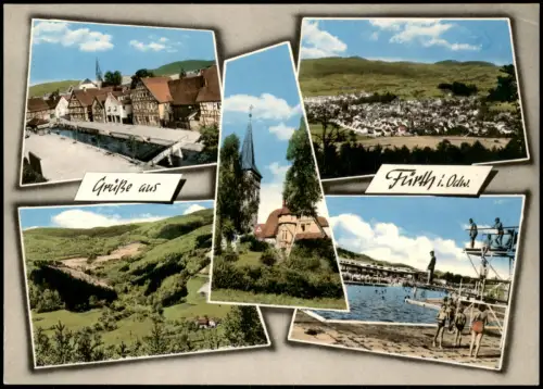 Fürth (Odenwald) Mehrbildkarte mit Ortsansichten u.a. Freibad 1965