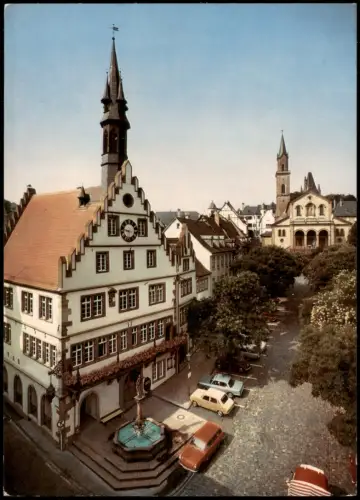 Weinheim (Bergstraße) Altes Rathaus, St. Laurentiuskirche, Autos 1965