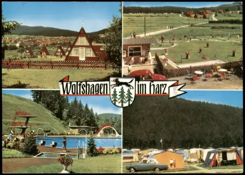 Wolfshagen (Harz) Mehrbild-AK Ortsansichten u.a. Campingplatz, Freibad uvm. 1970