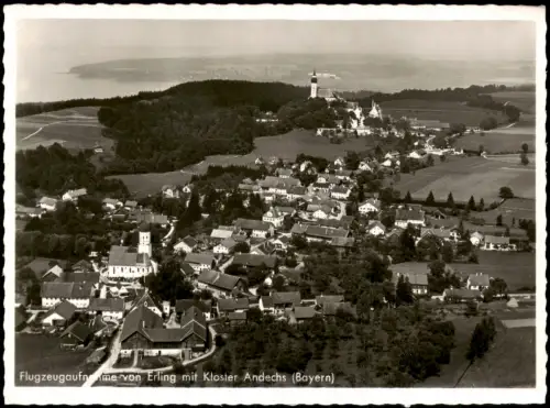 Andechs Flugzeugaufnahme von Erling mit Kloster Andechs (Bayern) 1960