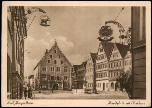 Ansichtskarte Bad Mergentheim Marktplatz mit Rathaus 1950